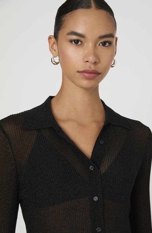 French Connection Sheer Blouse In Black