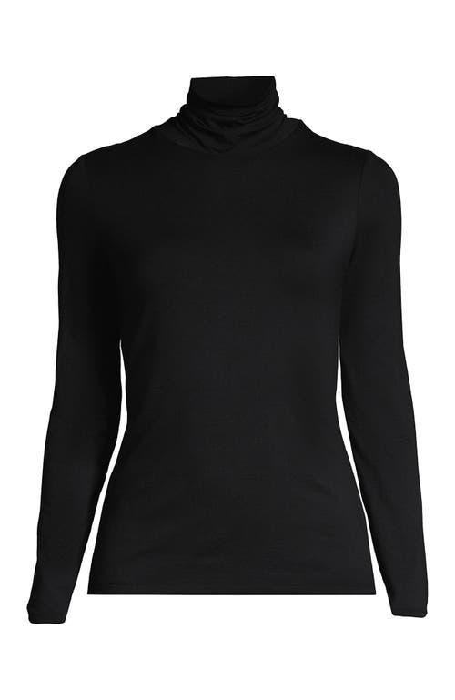 Shop Lands' End Lightweight Jersey Skimming Long Sleeve Turtleneck In Black