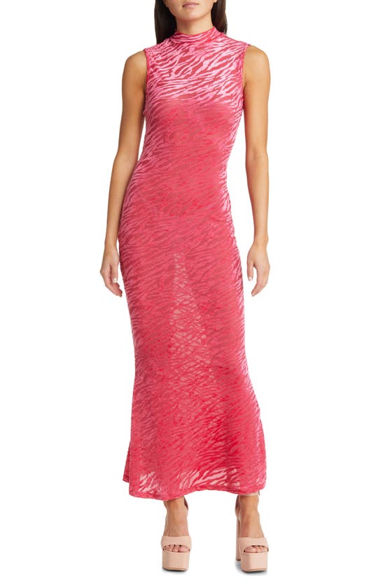 Amy Lynn High Neck Sleeveless Velvet Maxi Dress In Red