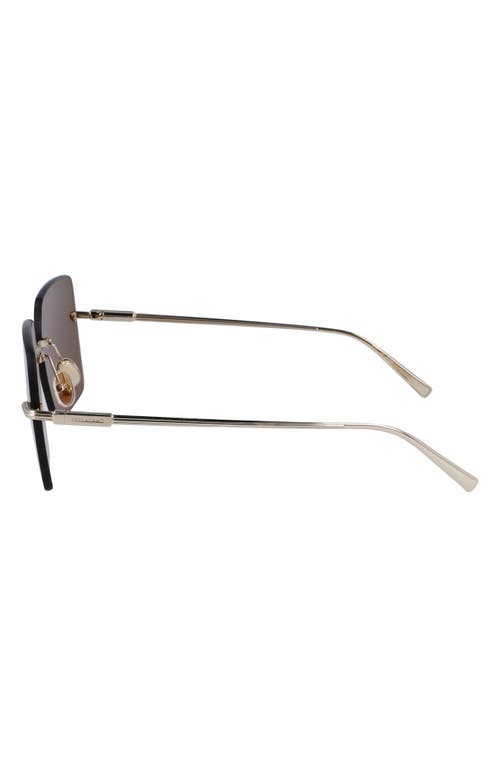 Ferragamo Prisma 60mm Rectangular Sunglasses In Gold/ Brown