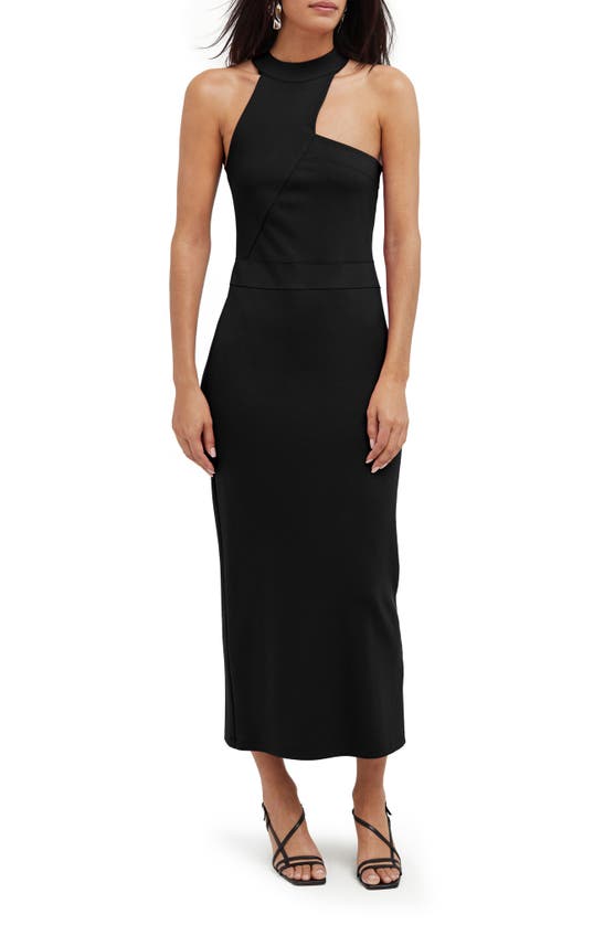 Shop Marcella Sonata Ponte Knit Midi Cocktail Dress In Black