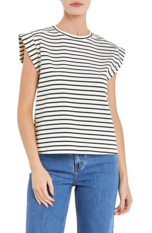 Stripe Cotton T-Shirt in White/Black