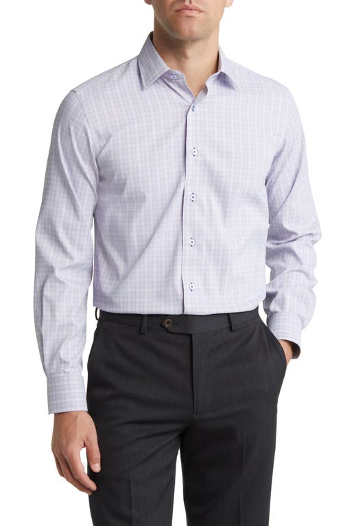 Lorenzo Uomo Trim Fit Textured Check Stretch Dress Shirt in Lavender