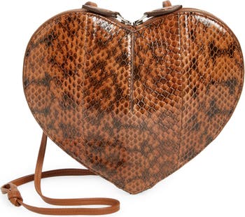 Alaïa Le Coeur Heart Snakeskin Embossed Leather Crossbody Bag