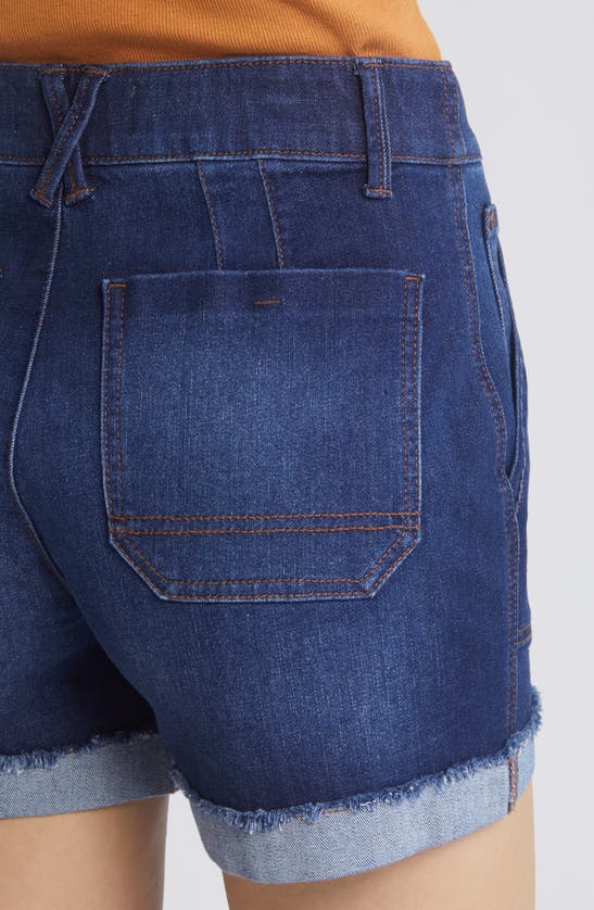 Wit & Wisdom 'ab'solution Patch Pocket High Waist Denim Shorts In Indigo
