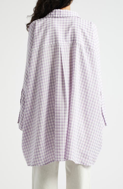 La Vie Style House Gingham Check Oversize Shirt In Purple White