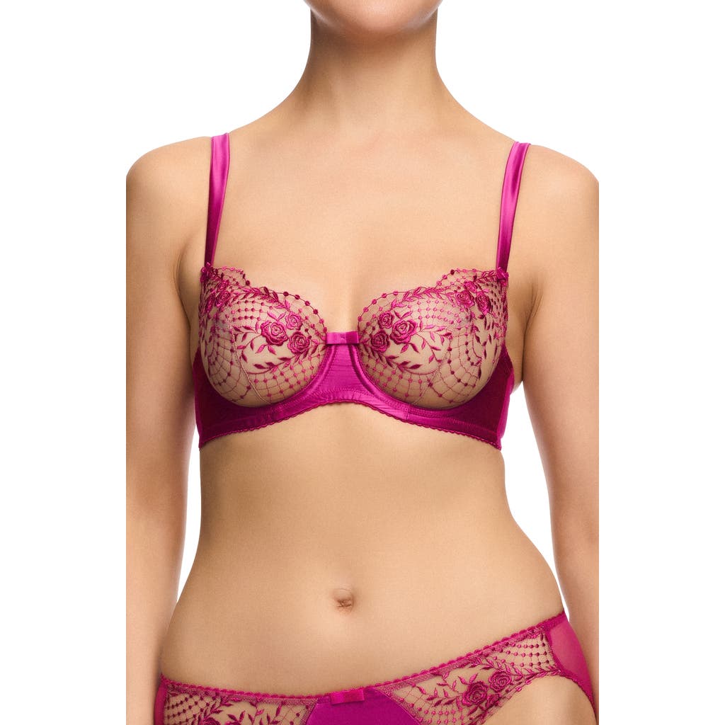 Dita Von Teese Julies Roses Underwire Balconette Bra in Rubine
