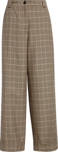 Dries Van Noten Pakora Glen Plaid Wide Leg Ankle Pants | Nordstrom