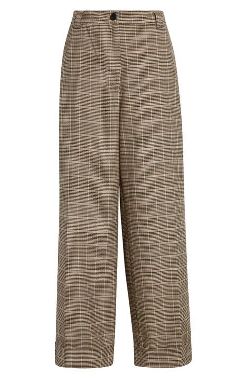 Shop Dries Van Noten Pakora Glen Plaid Wide Leg Ankle Pants In Beige