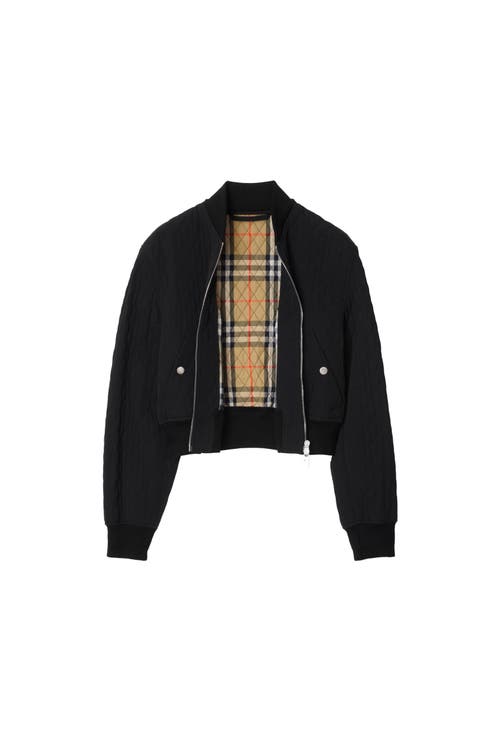 Shop Burberry Cropped Quilted Nylon Bomber Jacket In Black