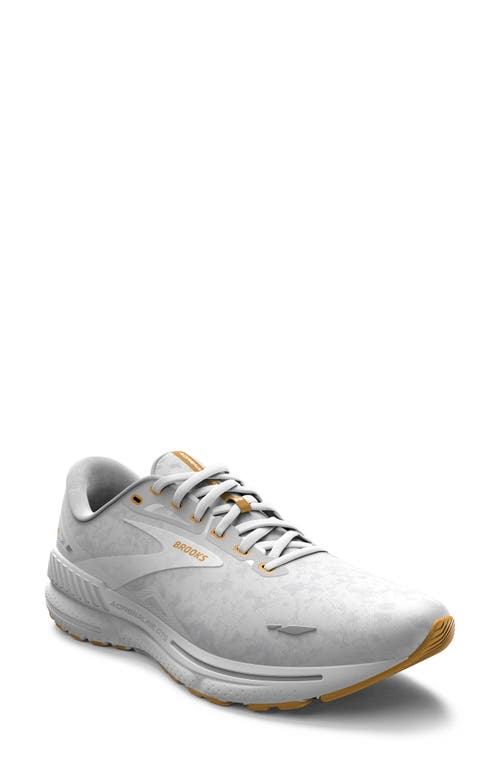 Brooks Adrenaline GTS 23 Sneaker (Women) in Blanc/Gray/Sunflower