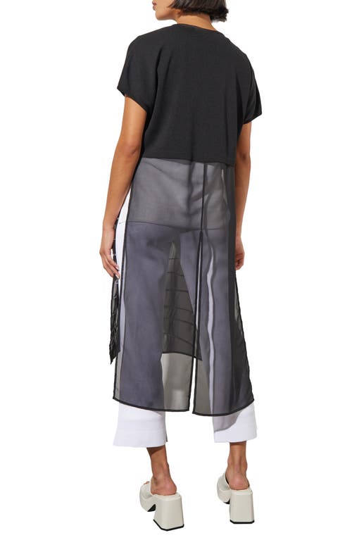 Shop Ming Wang Landscape Short Sleeve Mix Media Duster In Black/white