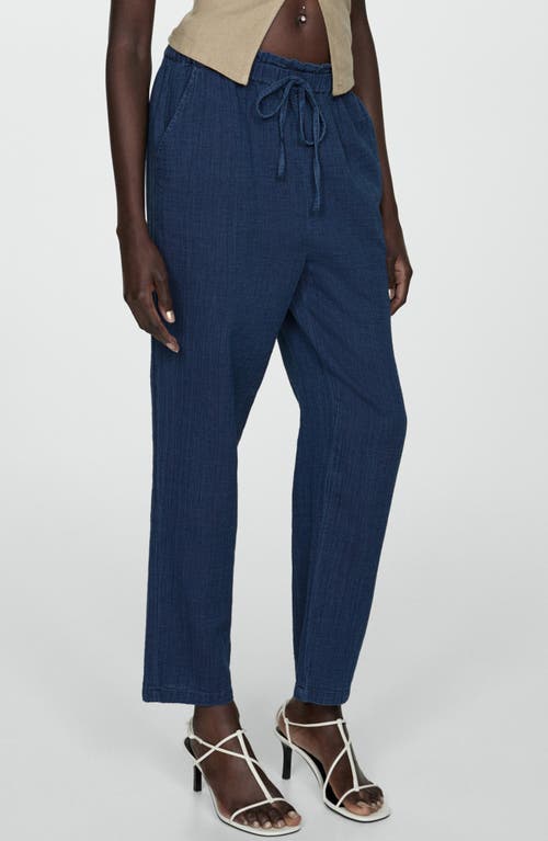 Mango Women's Elastic Waist Cotton Pants In Night Blue