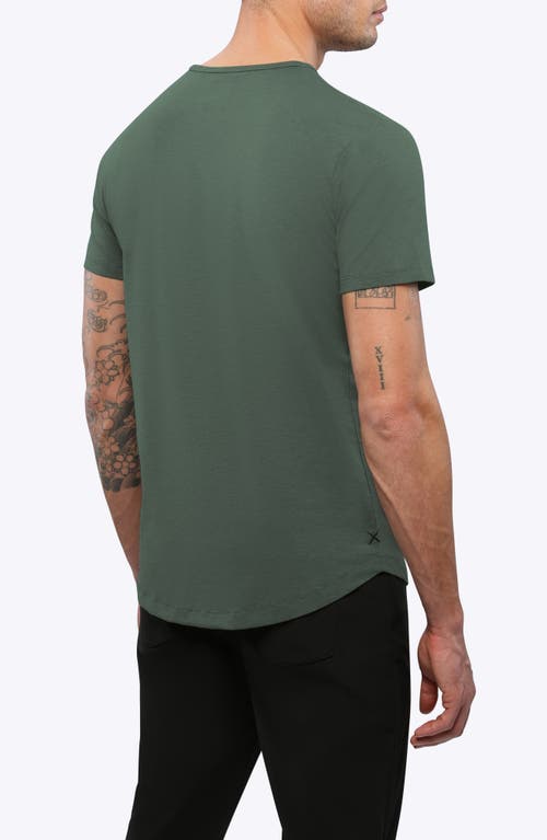 Shop Cuts Ao Curve Hem Cotton Blend T-shirt In Moss