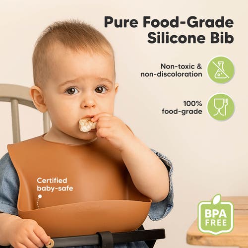 Keababies Prep Silicone Bibs In Terracotta