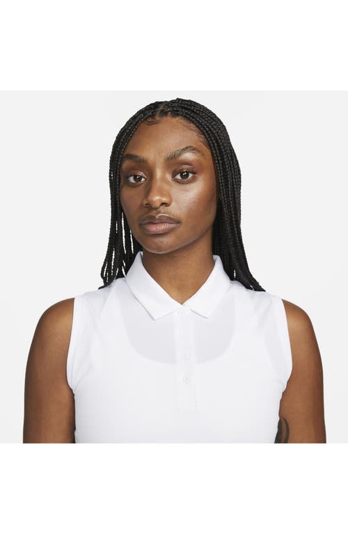 Shop Nike Court Victory Dri-fit Semisheer Sleeveless Polo In White/black