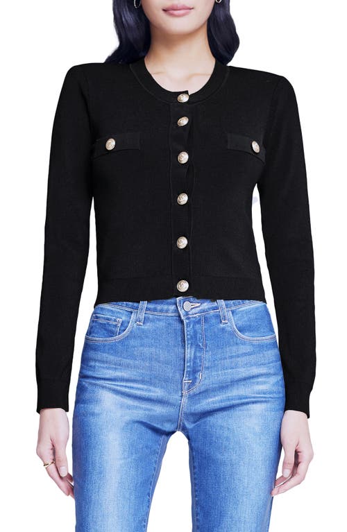 L'AGENCE Toulouse Crewneck Cardigan in Black