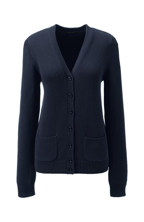 Lands' End School Uniform  Cotton Modal Button Front Cardigan Sweater In Classic Navy
