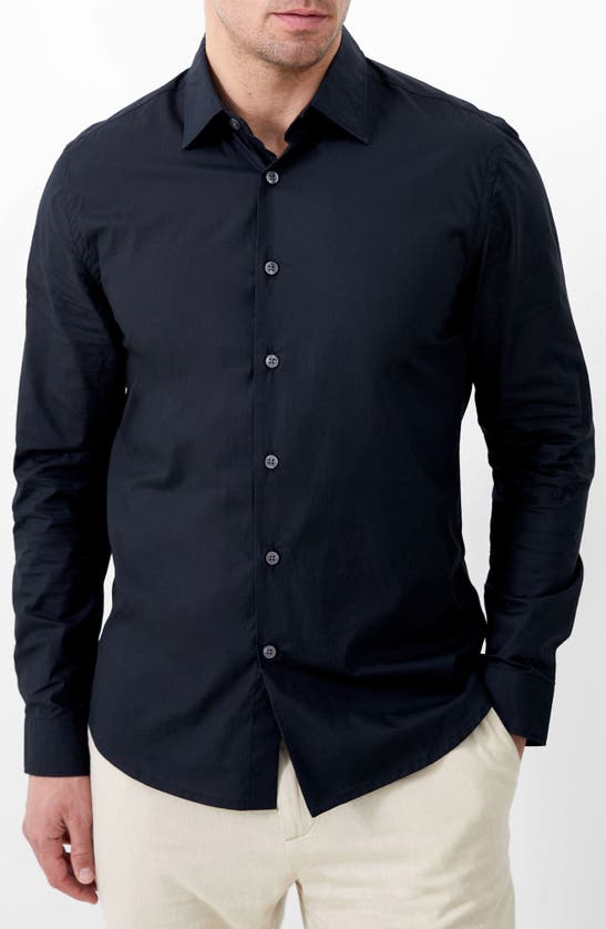 French Connection Poplin Button-up Shirt In Black