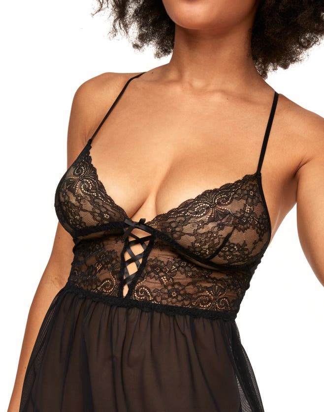 Adore Me Yolandi Babydoll Lingerie In Black