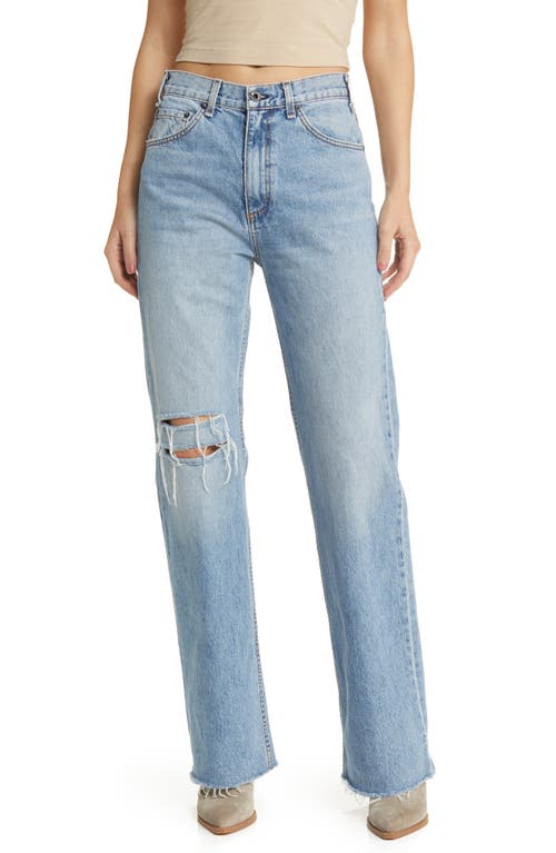 Ripped High Waist Relaxed Straight Leg Jeans in Jackson Hole