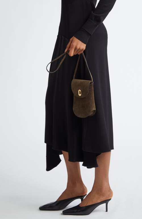 Savette Tondo Suede Crossbody Pouch In Mink