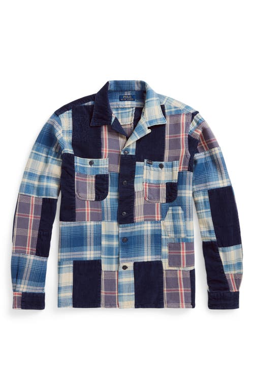 Shop Polo Ralph Lauren Plaid & Corduroy Patchwork Long Sleeve Camp Shirt In 6534 Patchwork