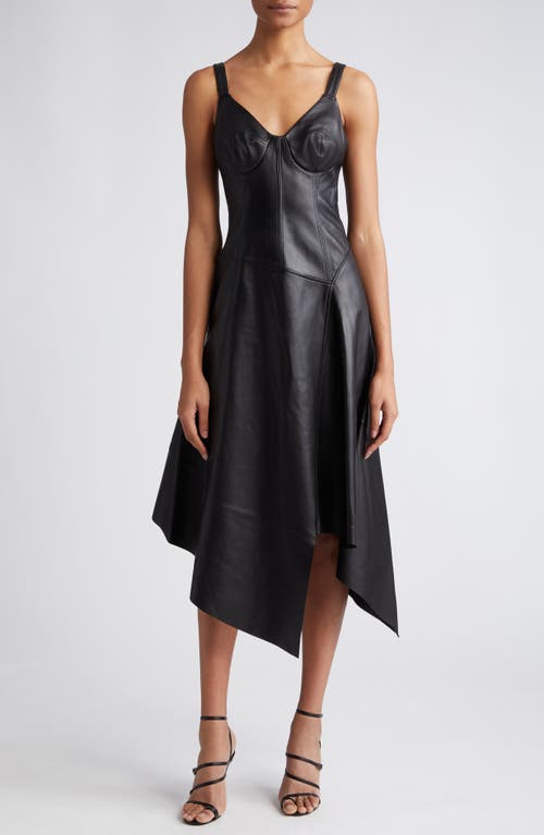 Jason Wu Collection Corset Bodice Leather Dress Black at Nordstrom,
