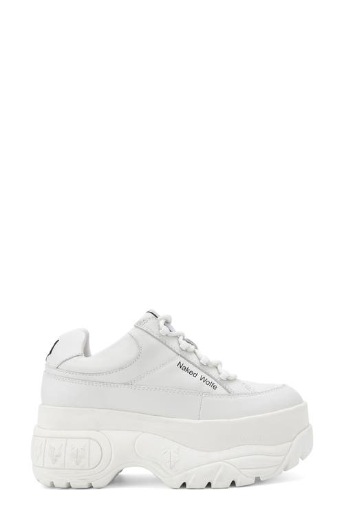 Sporty Chunky Platform Sneaker in White Leather