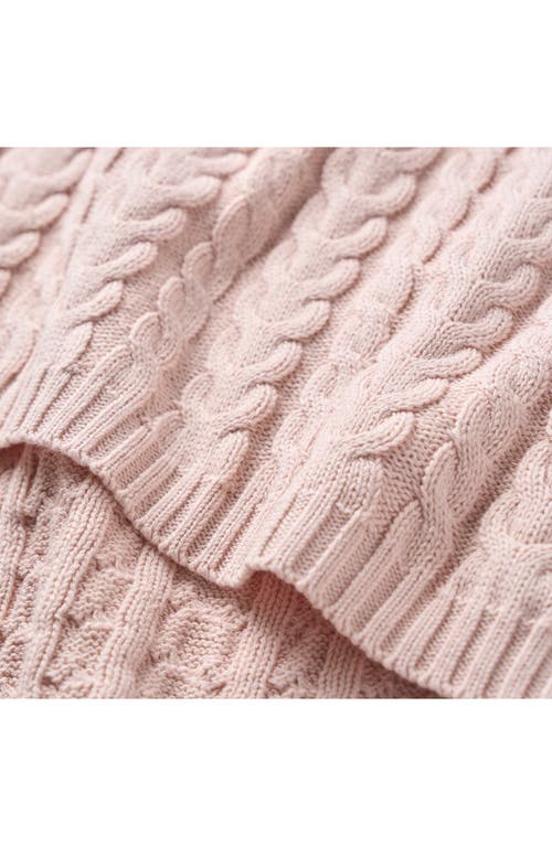 Elegant Baby Horseshoe Cable Knit Cotton Blanket In Pink
