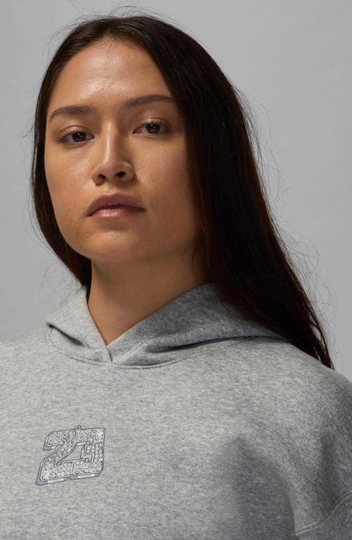 Shop Jordan Brooklyn Gel Oversize Pullover Hoodie In Dark Grey Heather/base Grey