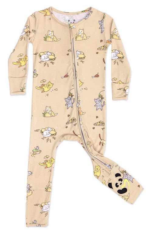 Shop Bellabu Bear Foodie Cats Convertible Footie Pajamas In Yellow