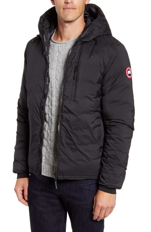 Canada Goose Lodge Packable Windproof 750 Fill Power Down Hooded Jacket in Black