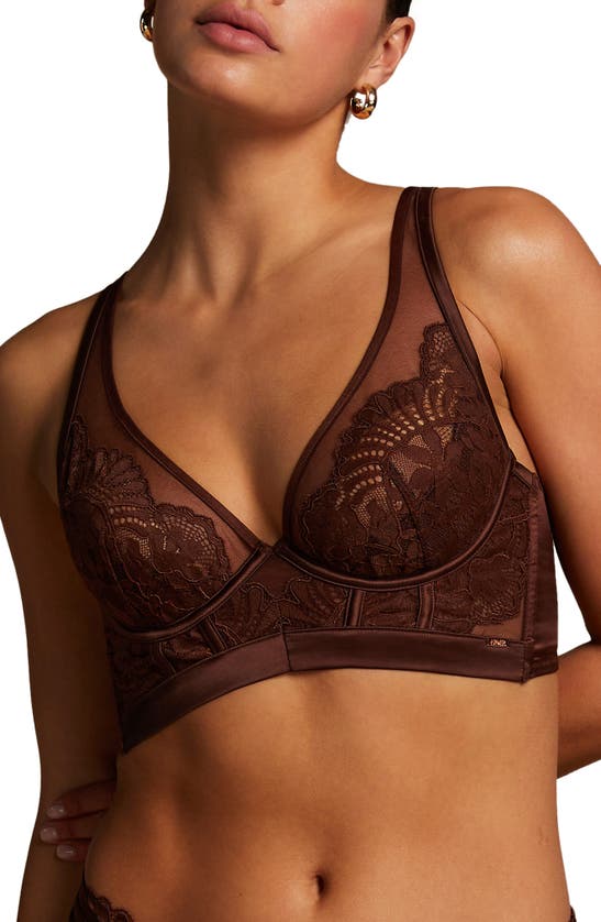 Shop Hunkemoller Hunkemöller Indigo Longline Underwire Bra In Chicory Coffee