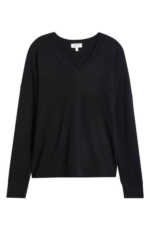 Nordstrom Cashmere V-neck Sweater In Black Rock