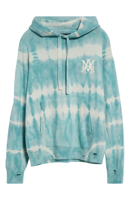 Shop Amiri Tie Dye Cashmere & Wool Hoodie In Sea Blue