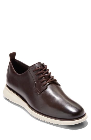 Cole Haan 2.zerogrand Plain Toe Derby In Dark Chocolate/ivory