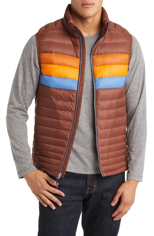 Fuego Water Resistant 800 Fill Power Down Vest in Acorn Stripes