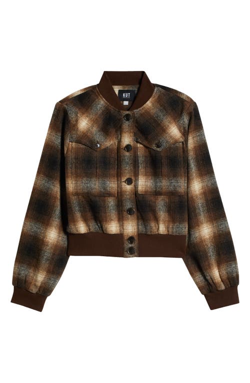 Kut From The Kloth Enley Plaid Bomber Jacket In Brown