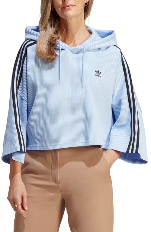 adidas Rib Crop Hoodie in Blue Dawn at Nordstrom, Size Large