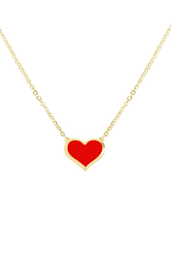 House Of Frosted Heart Pendant Necklace In Gold/ Coral