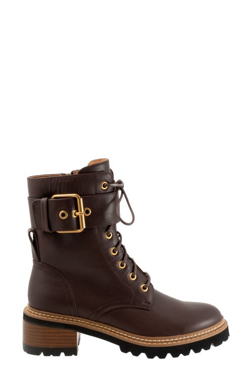 Shop Eos Footwear Line Stack Heel Work Boot In Chestnut