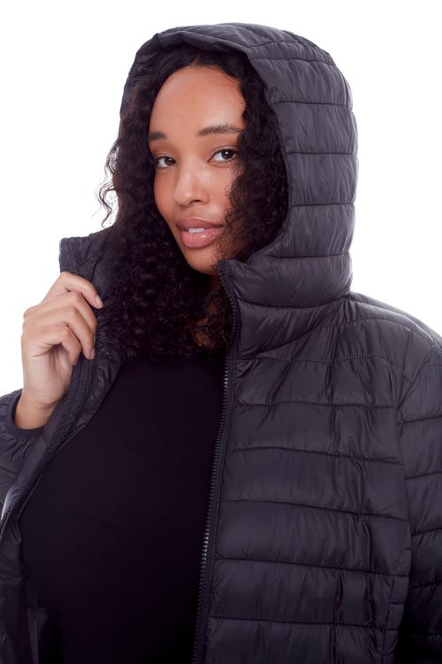 Alpine North Plus Size Yoho Lightweight Packable Puffer Jacket & Bag In Black