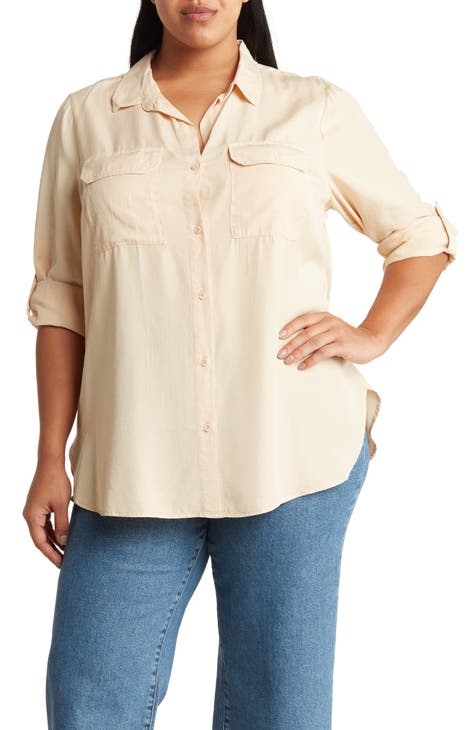 Genovia Long Sleeve Tencel® Lyocell Button-Up Shirt (Plus)