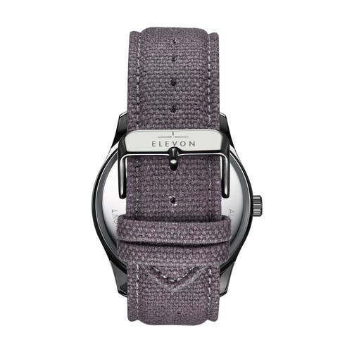 Shop Elevon Crosswind Canvas-overlaid Leather-band Watch W/ Date In Gunmetal/grey