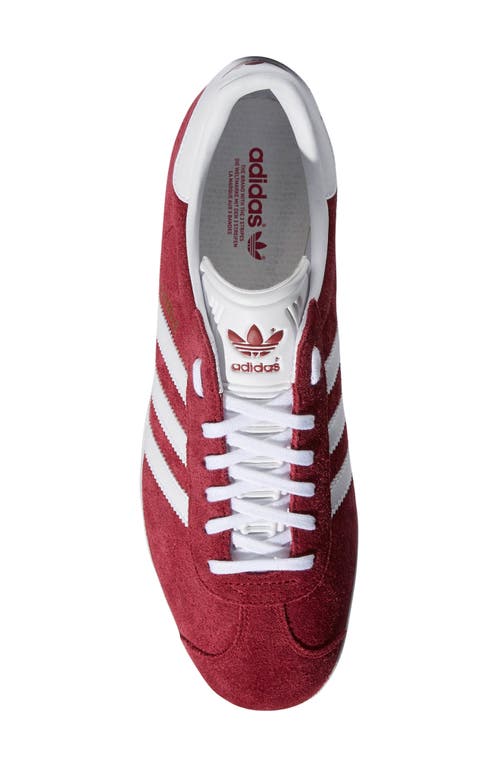 Shop Adidas Originals Adidas Gazelle Sneaker In Burgundy/white/gold