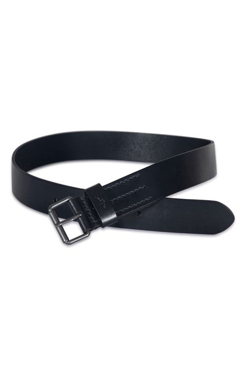 Allsaints Solid Leather Belt In Black/dark Gunmetal