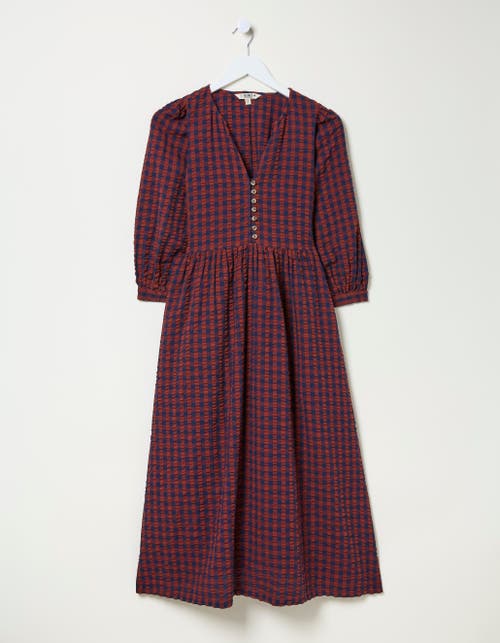 Shop Fatface Plus Size Ceil Gingham Midi Dress In Dark Red