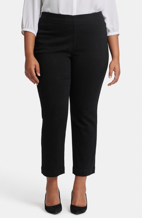 Shop Nydj Bailey Pull-on Ankle Relaxed Straight Leg Jeans In Overdye Black