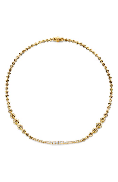 Diamond Bar Chain Necklace in Yellow Gold
